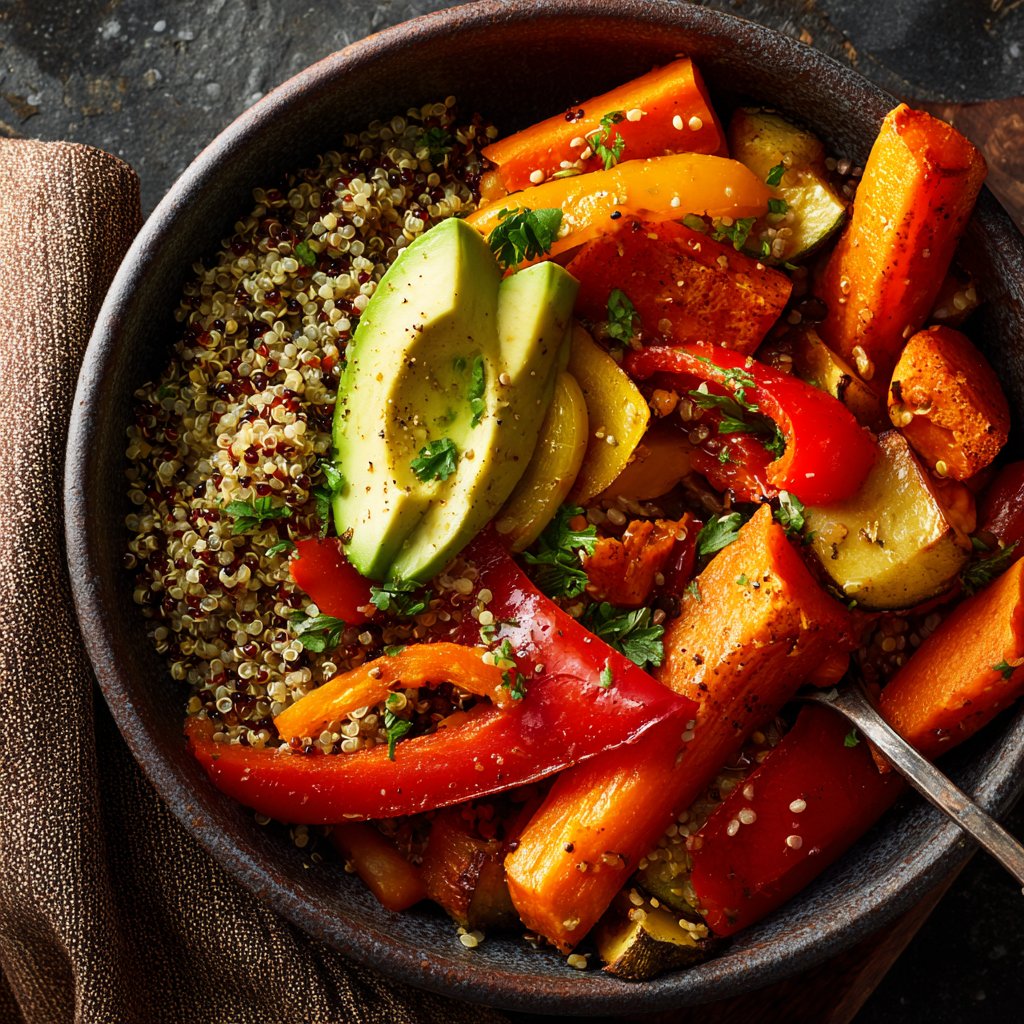 Roasted Veggie Lentil Grain Bowl