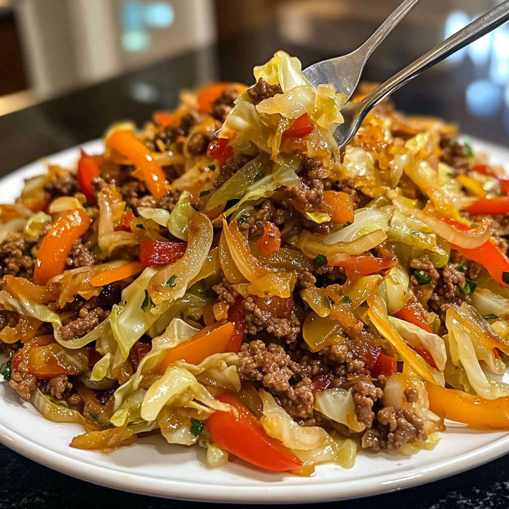 Ground Beef Cabbage Stir Fry