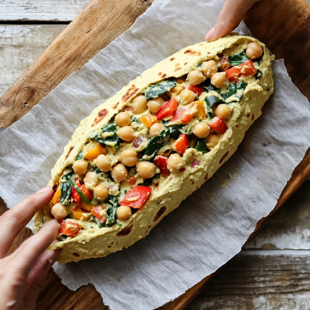 High-Protein Veggie Hummus Wrap Lunch