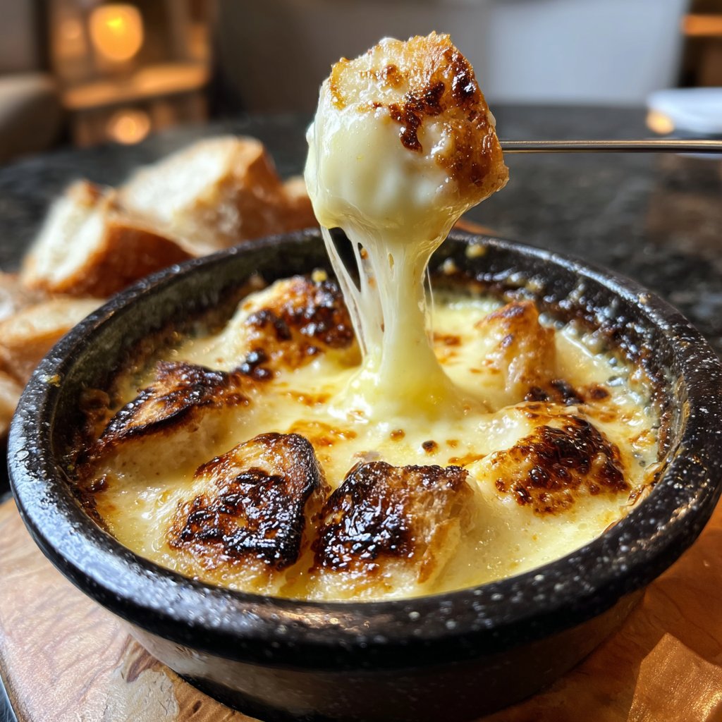 Fondue with Swiss Cheese and Garlic