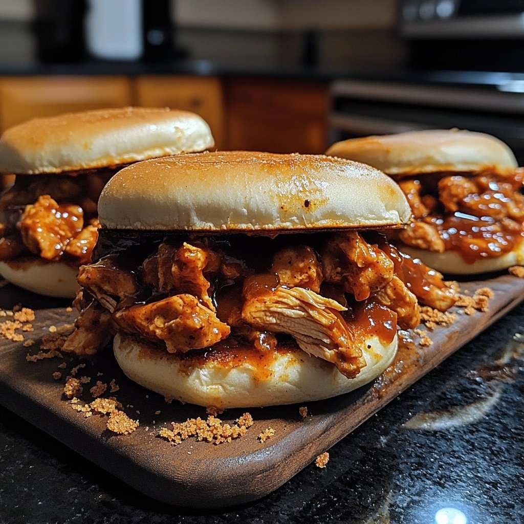 Spicy Crockpot BBQ Chicken Sandwiches