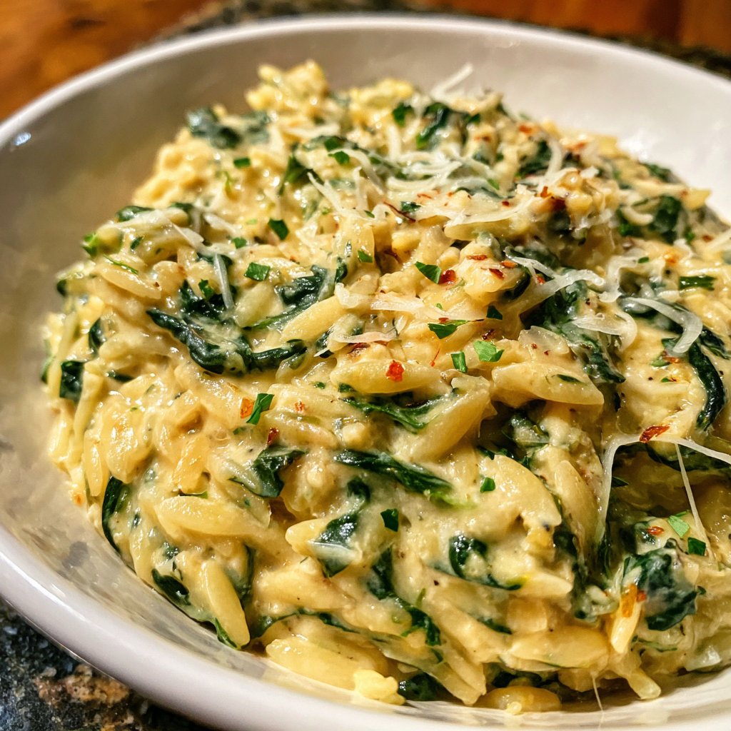 Creamy Spinach Parmesan Orzo