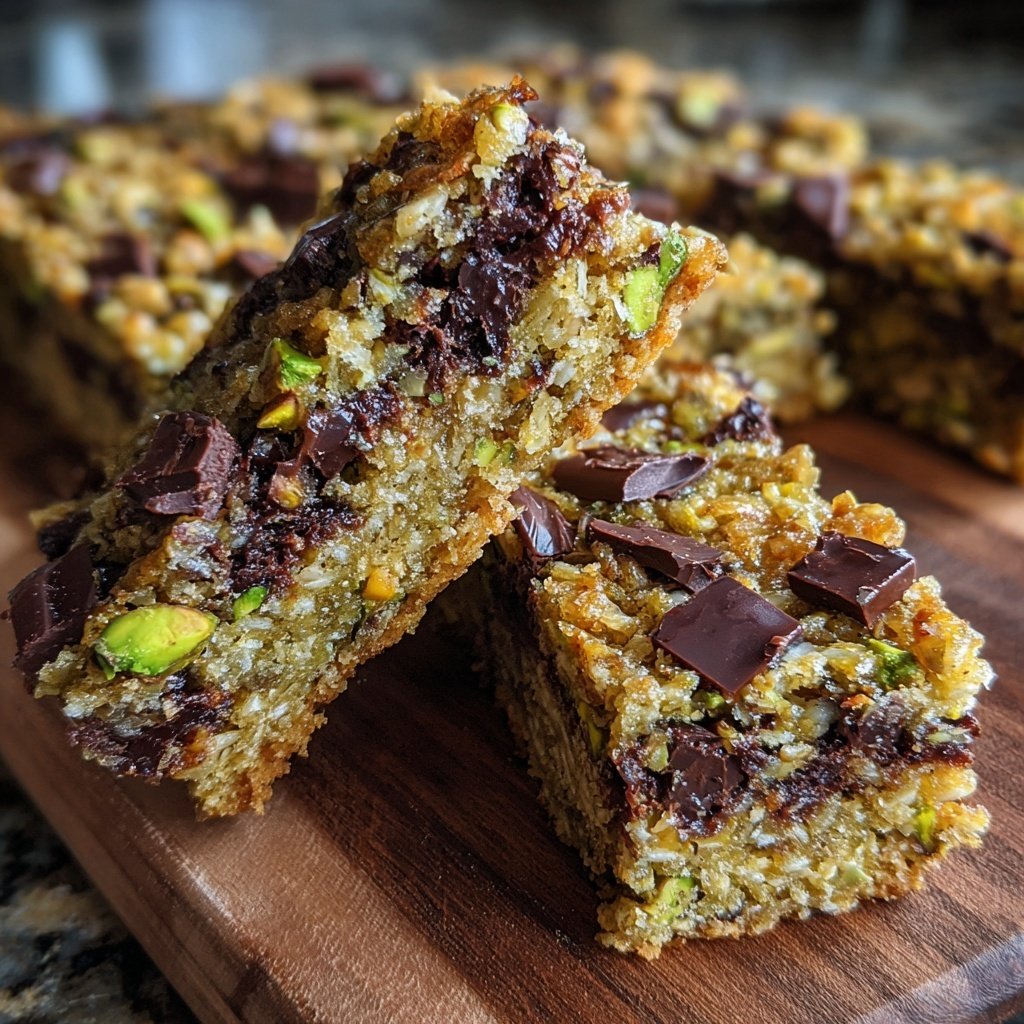 Chocolate Pistachio Oat Snack Bars