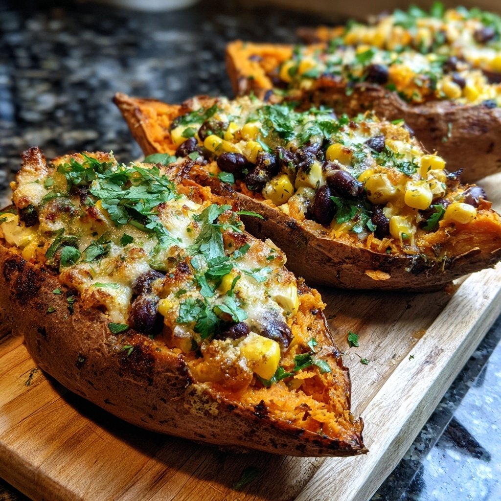 Baked Sweet Potato Veggie Boats