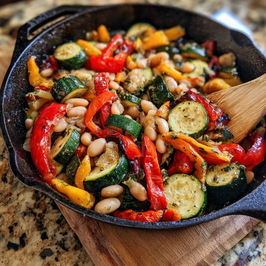Roasted Veggie White Bean Skillet